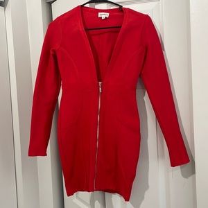 Super down red mini dress